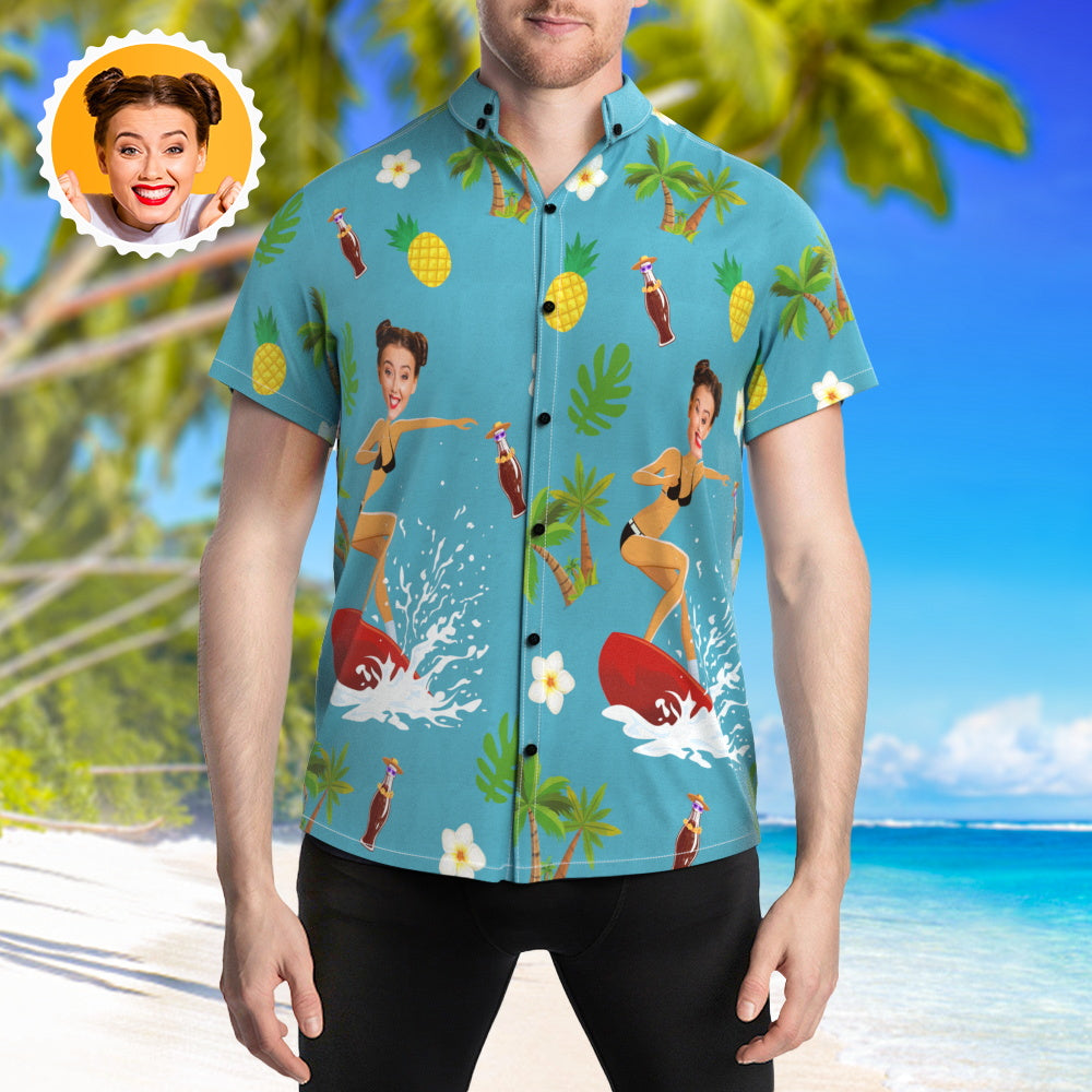 Camisas Hawaianas De Surf Con Tu Cara Camisa Hawaiana De Verano Para Fiesta En La Playa Estilo Hawaiano De Surf Estilo Hawaiano De Surf