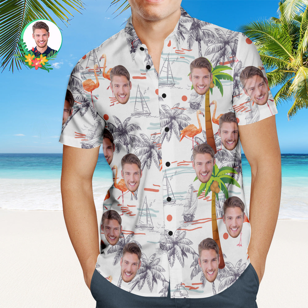 Custom Face Camisa Hawaiana Vintage Para Hombre Palmera Aloha Beach Shirt Regalo Para Él