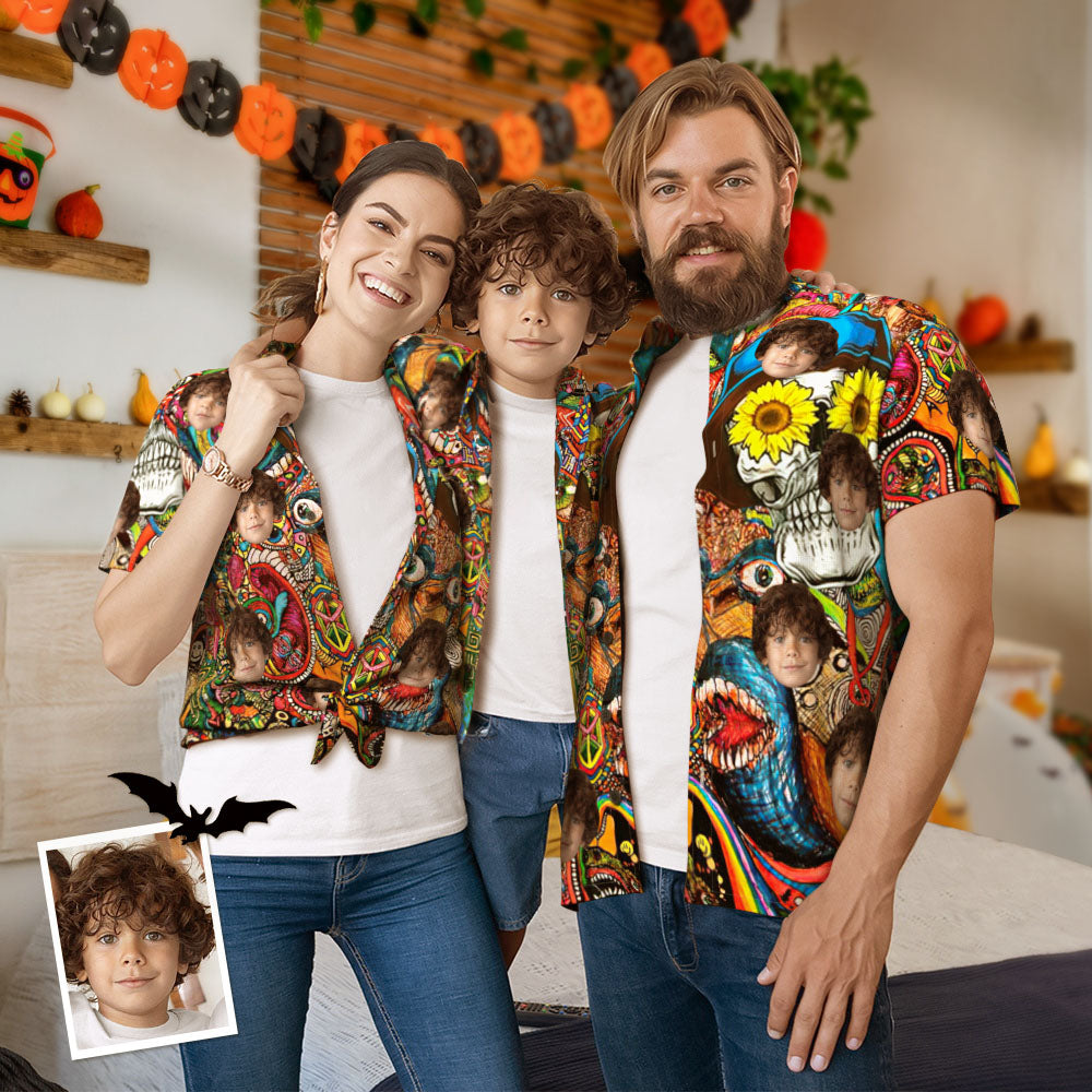 Traje Hawaiano Familiar Personalizado Con Estampado De Flores Y Calaveras, Regalo Para La Familia