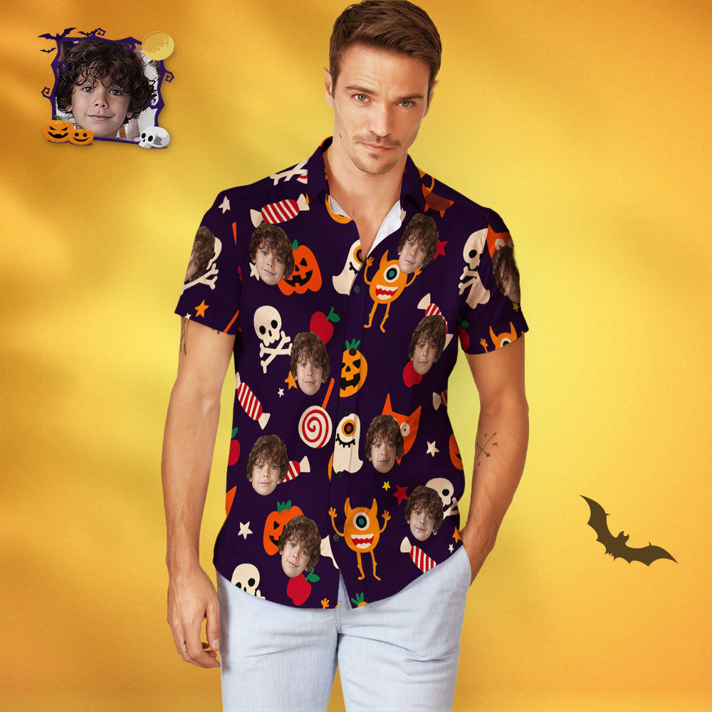 Camisa Hawaiana Con Cara Personalizada Para Hombre, Camisa Hawaiana Personalizada Para Fiesta De Halloween Divertida