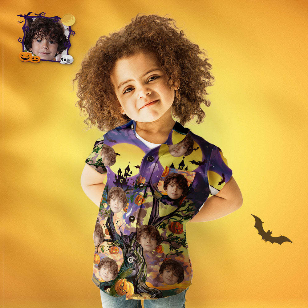 Conjunto De Aloha A Juego Familiar Con Cara Personalizada, Camisetas Hawaianas A Juego Personalizadas Con Estilo De Halloween