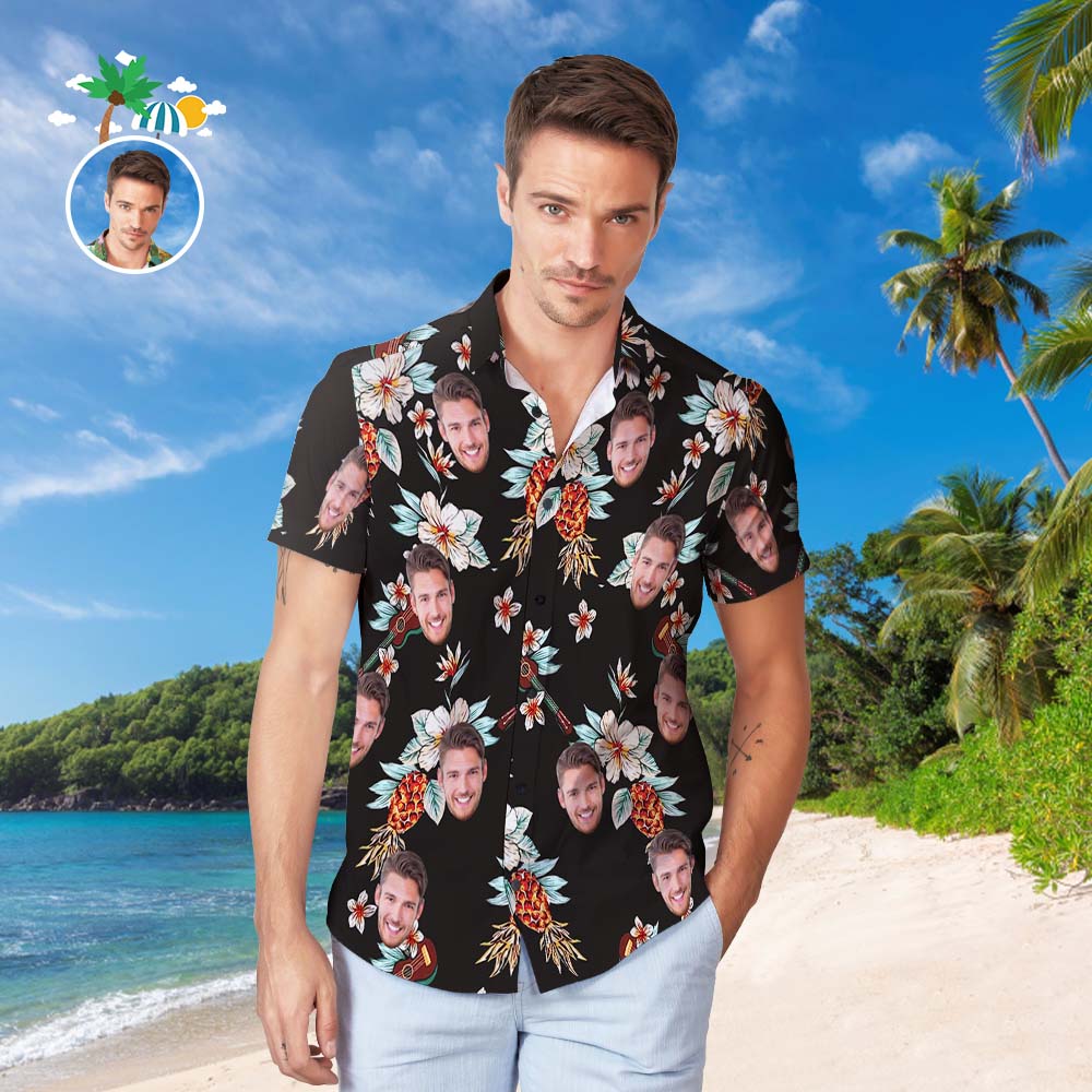 Camisa Hawaiana Con Cara Personalizada, Regalo Popular De Camisa De Playa Hawaiana Con Estampado Integral Para Hombre, Escapada Romántica