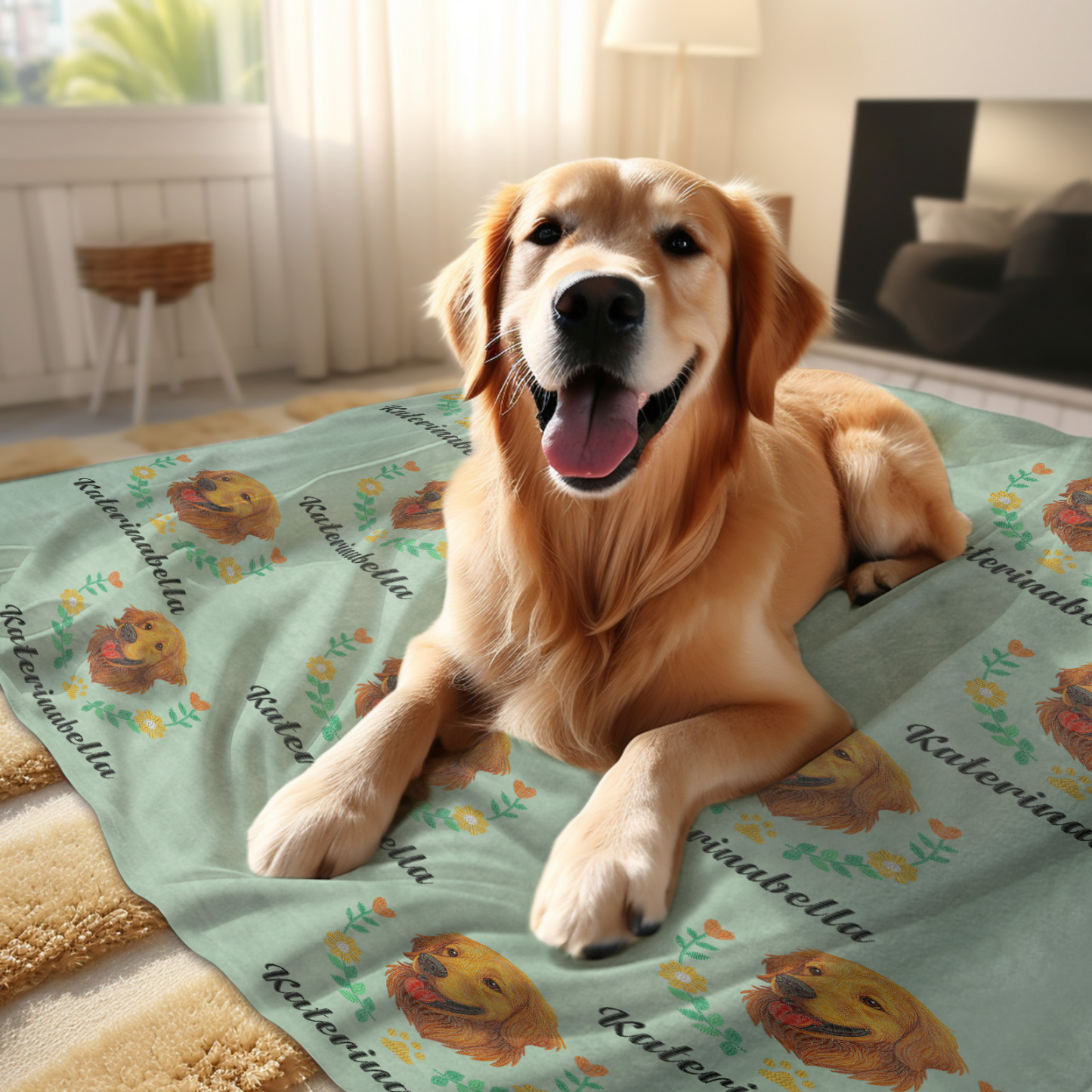 Manta Personalizada Premium Con Bordado Falso Para Mascotas - soufeeles