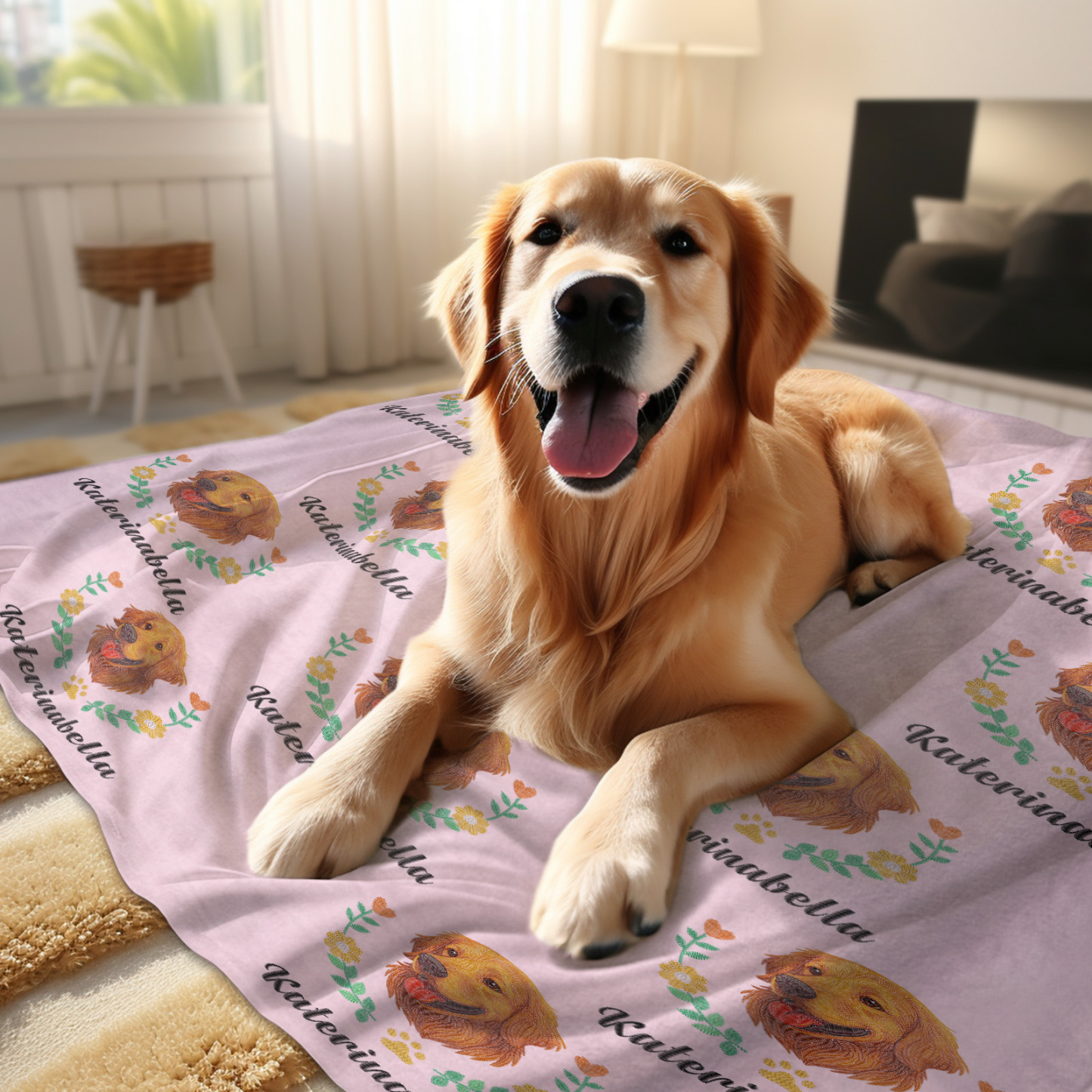 Manta Personalizada Premium Con Bordado Falso Para Mascotas - soufeeles