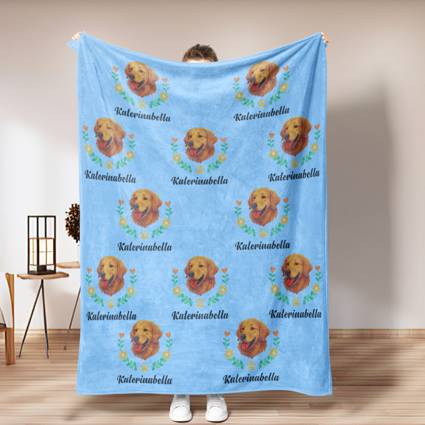 Manta Personalizada Premium Con Bordado Falso Para Mascotas - soufeeles