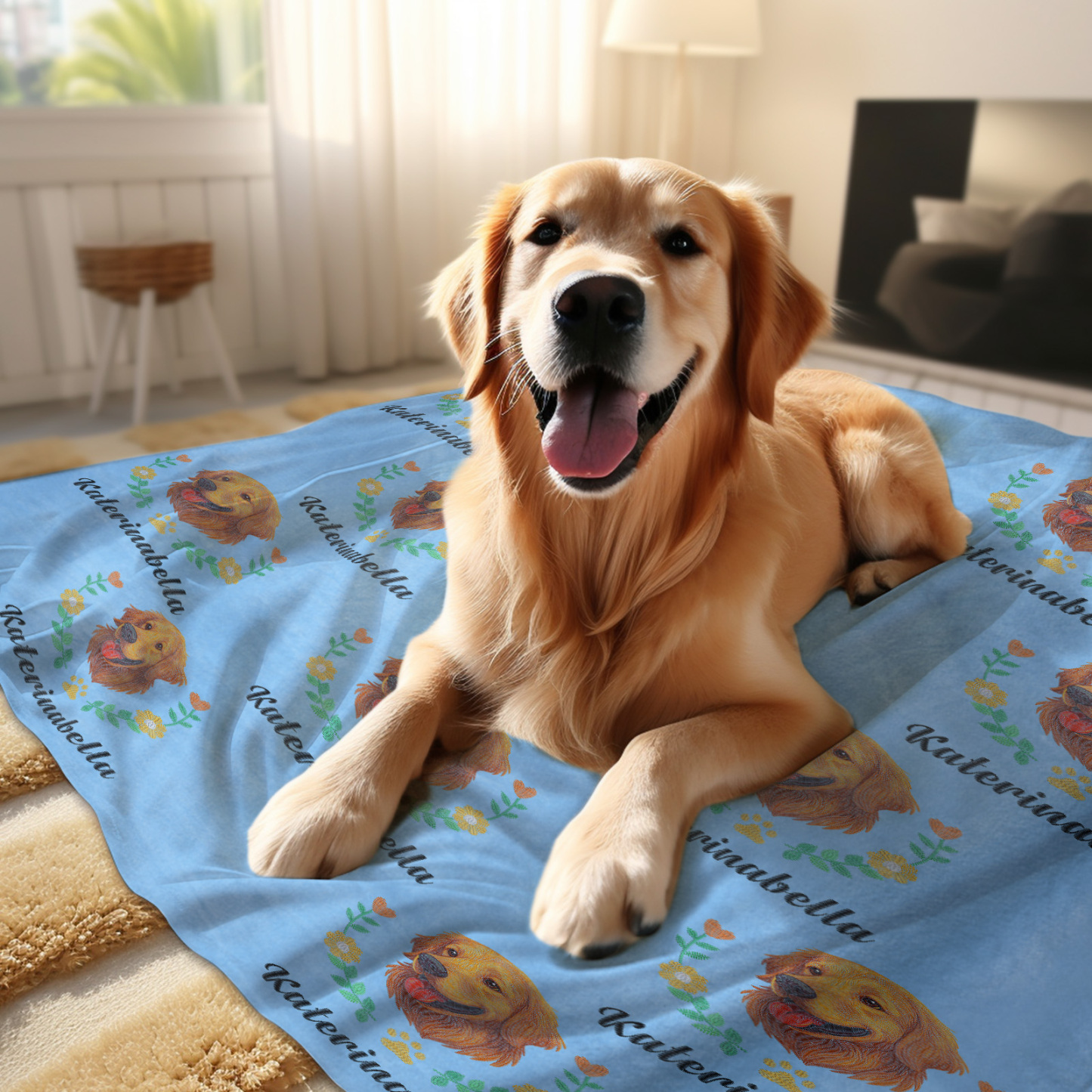 Manta Personalizada Premium Con Bordado Falso Para Mascotas - soufeeles