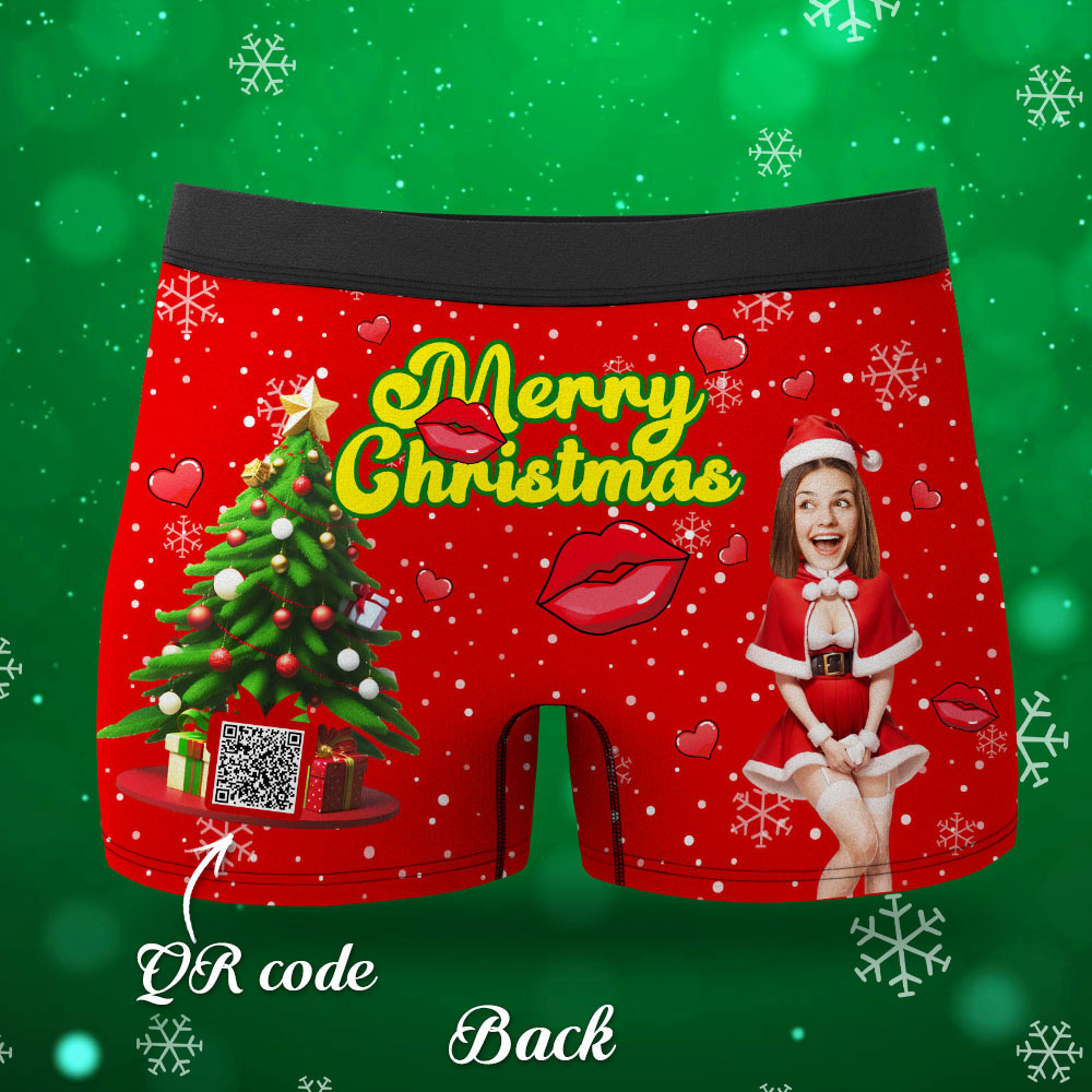 Foto Personalizada Boxer Santa Mujer Cara Ropa Interior Pareja Regalos Regalo De Navidad Vista Ar - soufeeles