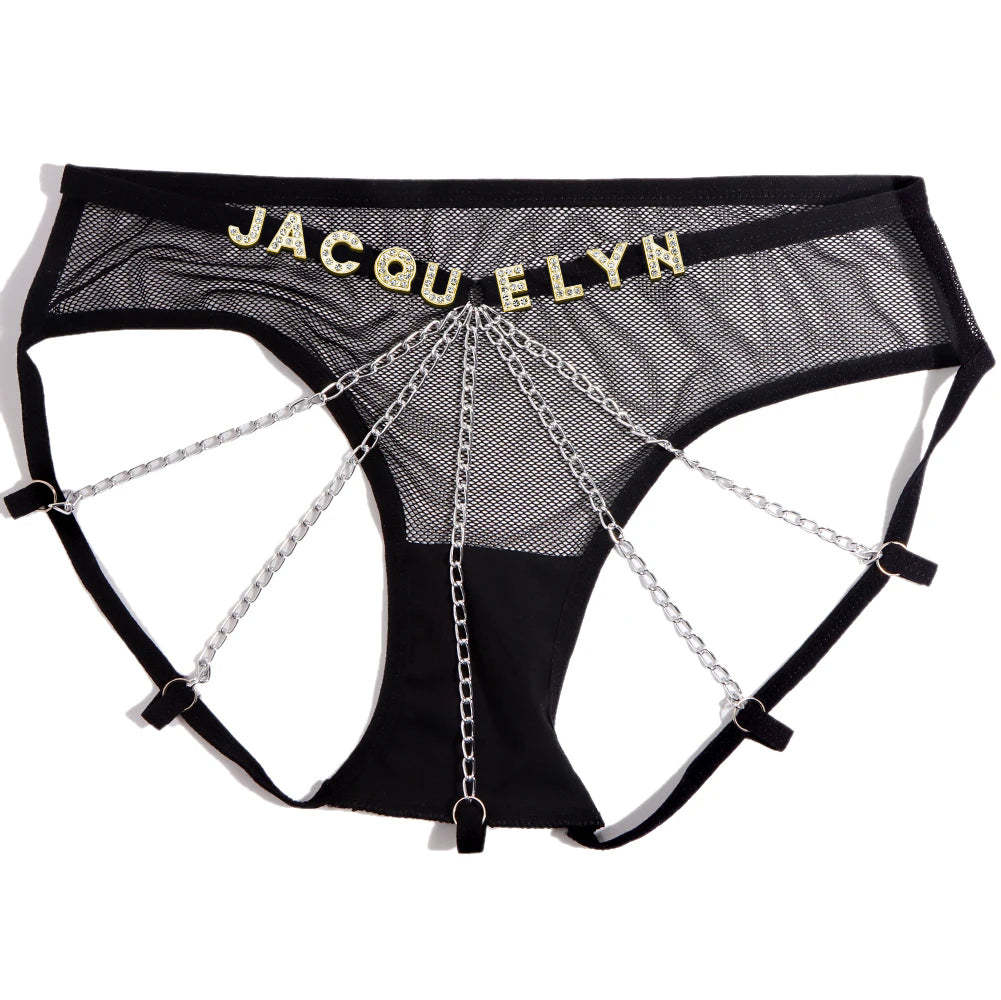 Tangas Sexys Personalizadas Con Joyería, Nombre De Letra De Cristal, Ropa Interior De Mujer, Regalo Para Ella - soufeeles