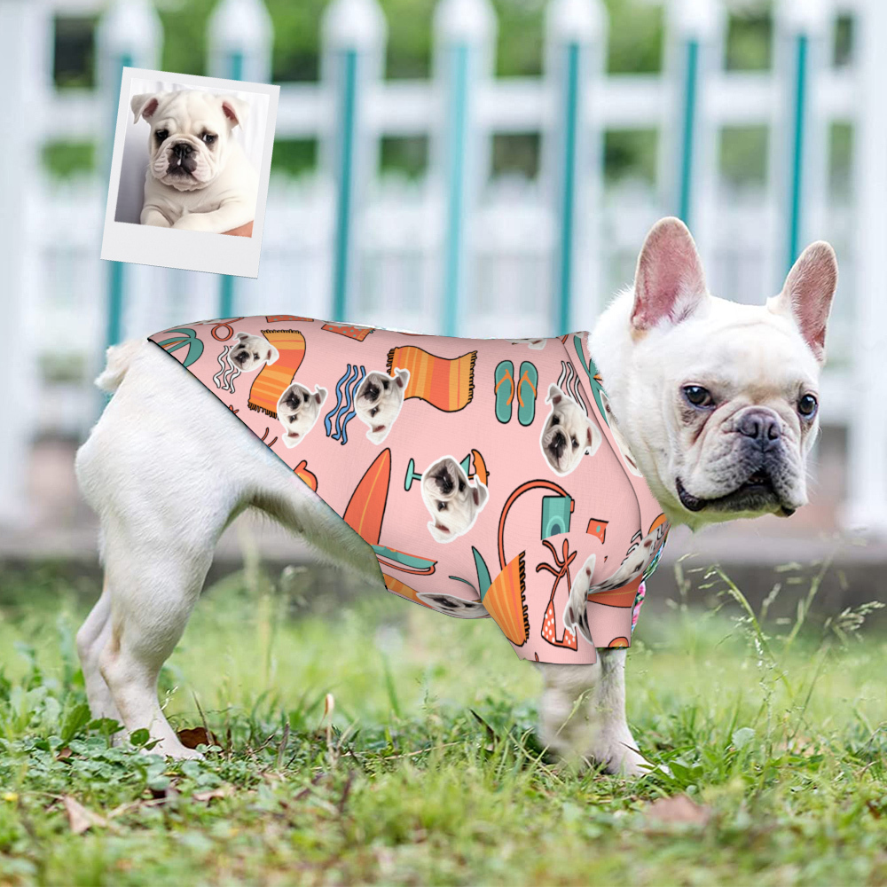 Conjunto De Camisa Hawaiana Con Cara De Perro Personalizada Para Amantes De Las Mascotas, Fiesta En La Playa