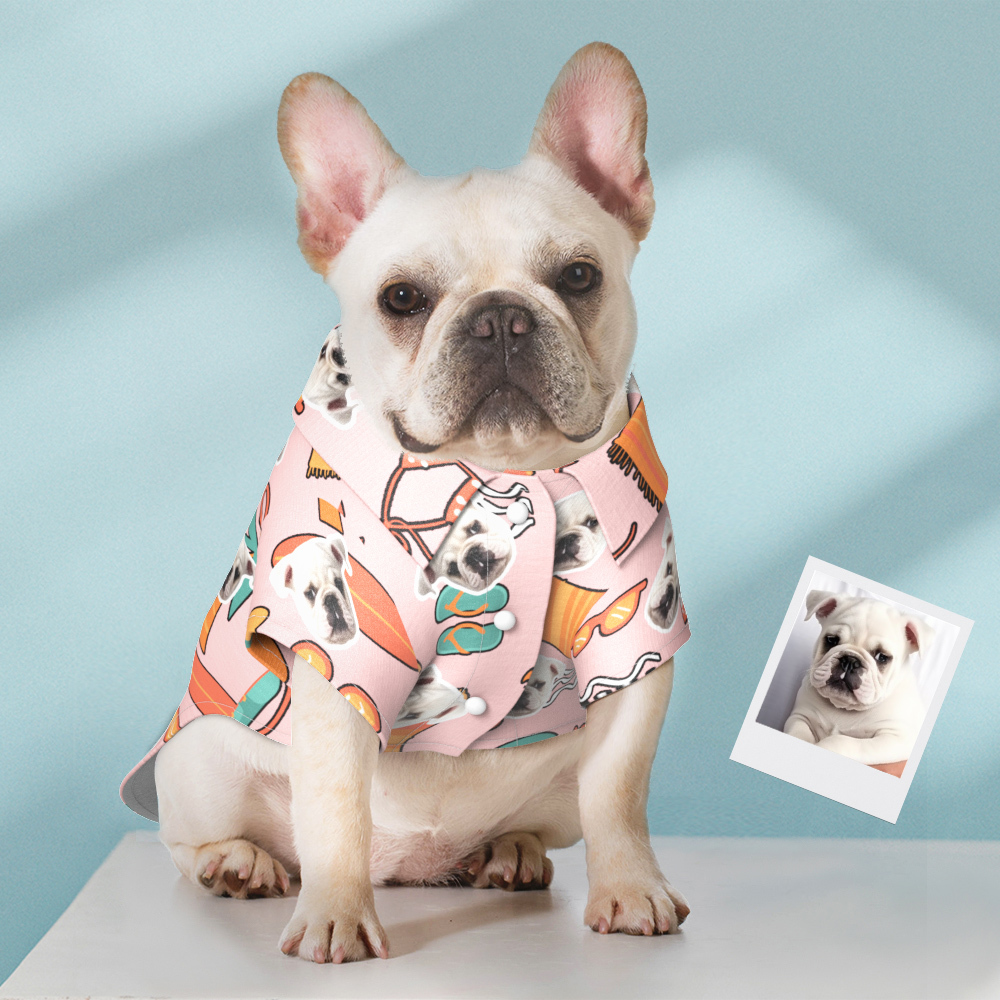 Conjunto De Camisa Hawaiana Con Cara De Perro Personalizada Para Amantes De Las Mascotas, Fiesta En La Playa