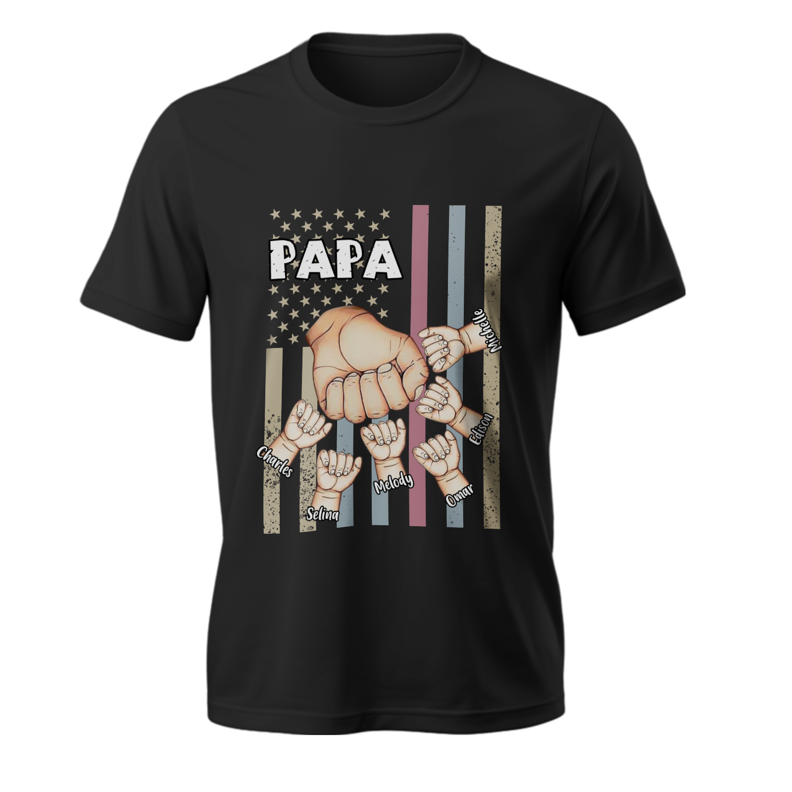 Camisas Personalizadas Con Las Manos De Los Nietos De La Bandera De Papa Uncle Us Con Nombre Camisas Personalizadas De Papa Papaw Para El Día Del Padre - soufeeles
