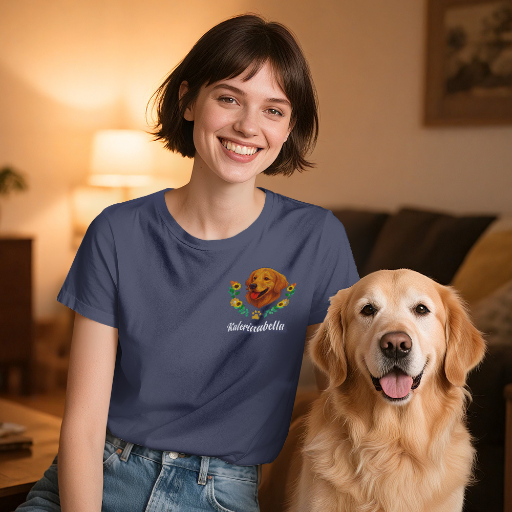Camiseta De Avatar De Mascota Con Estilo Bordado Personalizado - soufeeles
