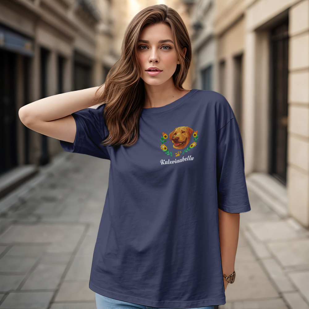 Camiseta De Avatar De Mascota Con Estilo Bordado Personalizado - soufeeles