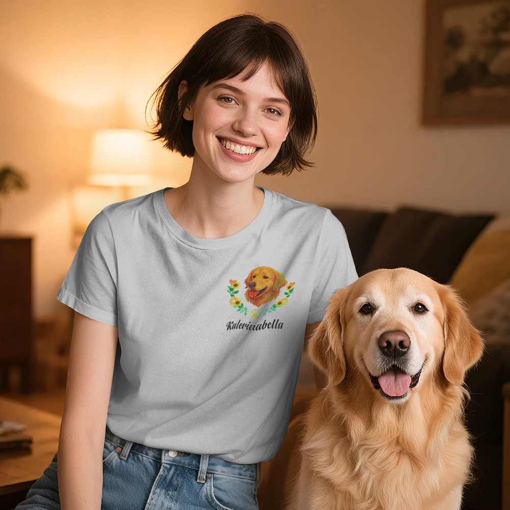 Camiseta De Avatar De Mascota Con Estilo Bordado Personalizado - soufeeles