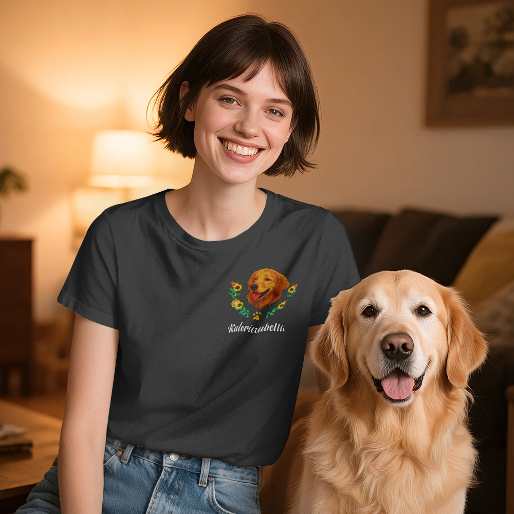 Camiseta De Avatar De Mascota Con Estilo Bordado Personalizado - soufeeles