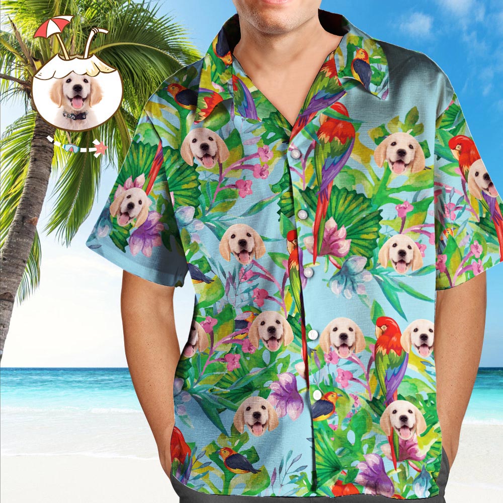 Camisas Tropicales Personalizadas Con Cara Camisa Hawaiana Con Cara Personalizada Loro