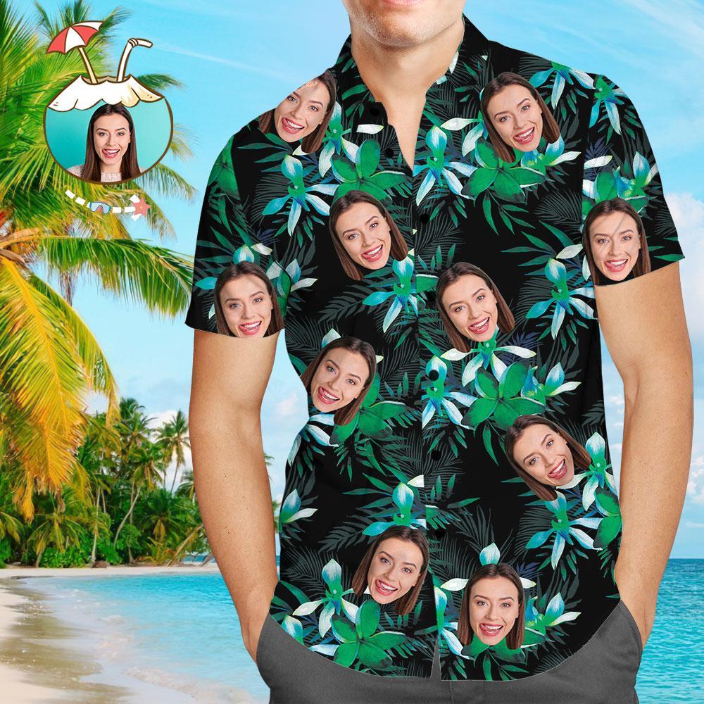 Camisas Hawaianas Personalizadas Hojas Frescas Camisa De Playa Personalizada Aloha Para Hombres