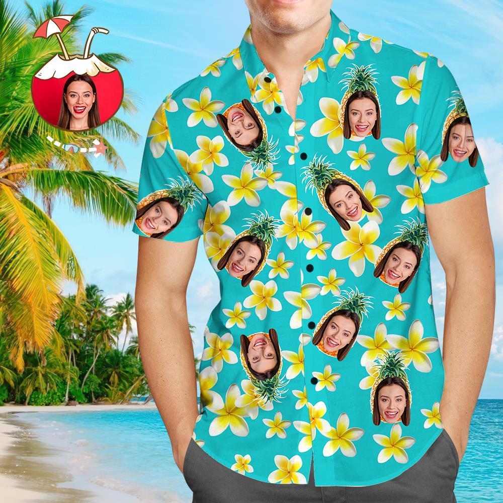 Camisas Hawaianas Personalizadas Camisa De Playa Aloha Personalizada Con Piña Y Flores Para Hombres