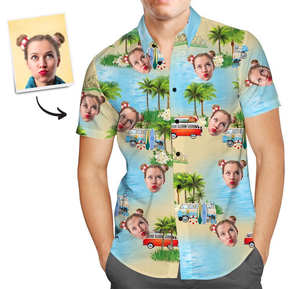 Camisas Hawaianas Personalizadas Vacaciones En La Isla Camisa Personalizada De Playa Aloha Para Hombres