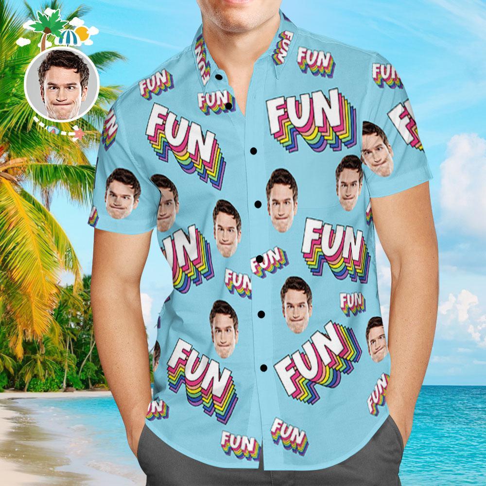 Camisas Hawaianas Personalizadas Camisa De Playa Aloha Con Cara Divertida Para Hombres