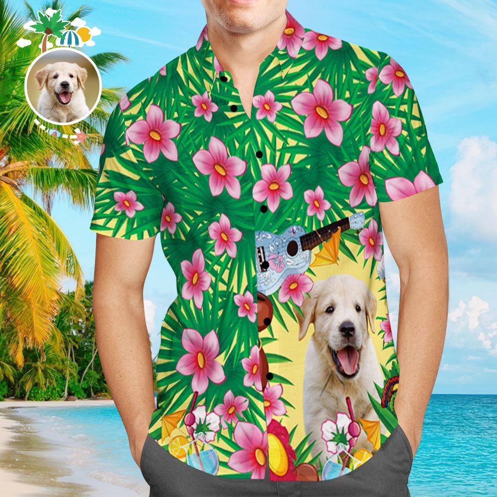 Camisas Hawaianas Personalizadas Cool Dog Face Aloha Beach Shirt Para Hombres