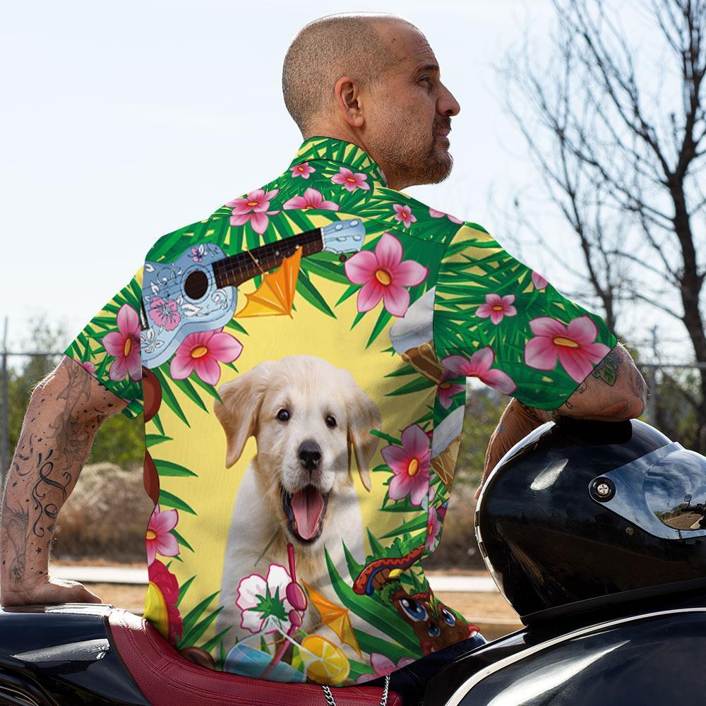Camisas Hawaianas Personalizadas Cool Dog Face Aloha Beach Shirt Para Hombres