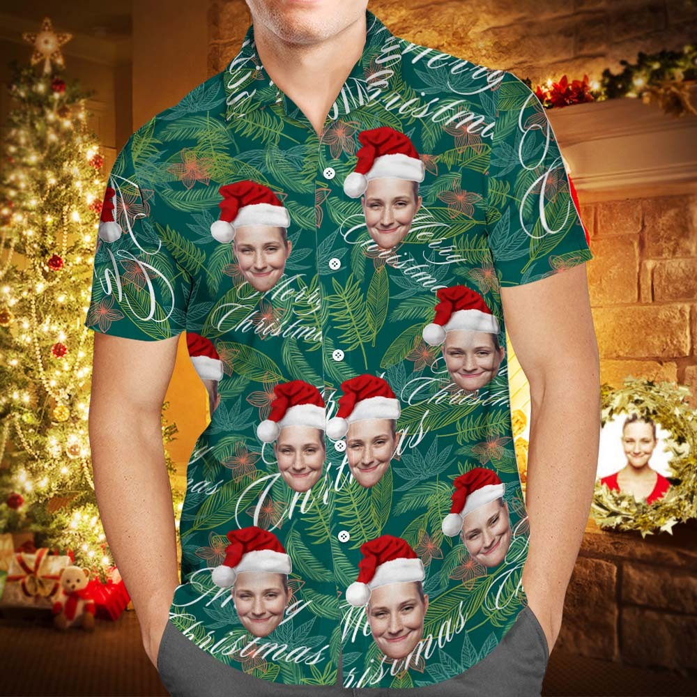 Cara Personalizada, Traje Hawaiano A Juego Para La Familia, Fiesta En La Piscina Navideña, Ropa Para Padres E Hijos, Estampado Completo De Hojas