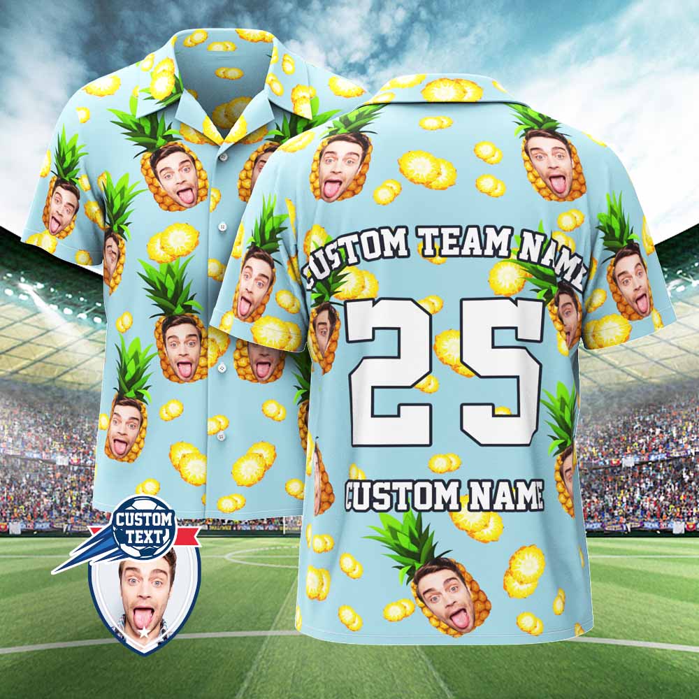 Camisa Hawaiana Impresa Personalizada Para Fanáticos Camisa Hawaiana Personalizada Con Cara Y Texto Regalo Para Fanáticos - Piña Divertida