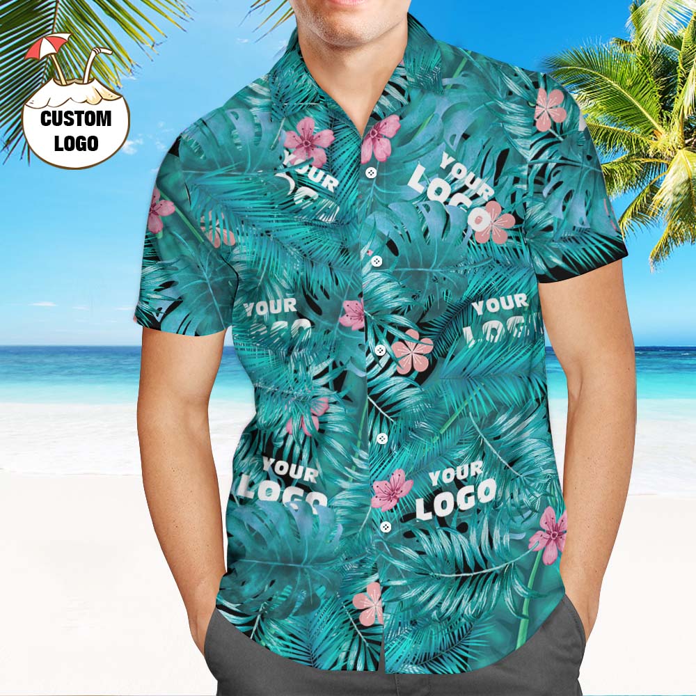 Camisa Hawaiana Personalizada Con Logotipo, Camisa De Playa Personalizada Gato Negro Aloha Para Hombres