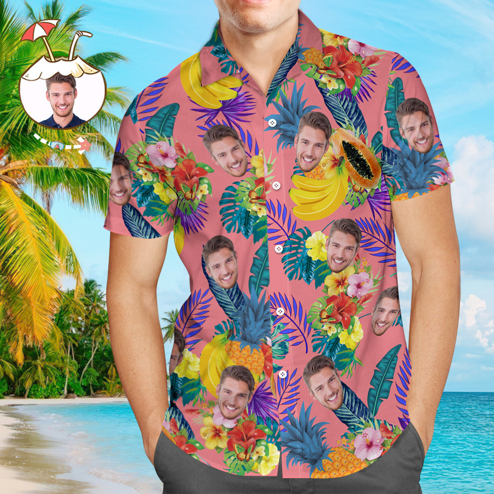 Camisa De Cara Personalizada Foto Personalizada Camisa Hawaiana De Hombre Regalo Para Él