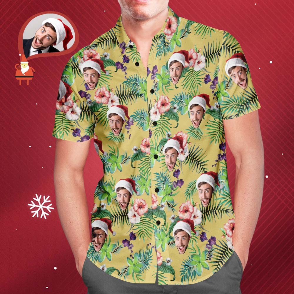 Regalo De Navidad Camisas Hawaianas Personalizadas Cerveza Y Saludos Camisa De Playa Personalizada Aloha Para Hombres