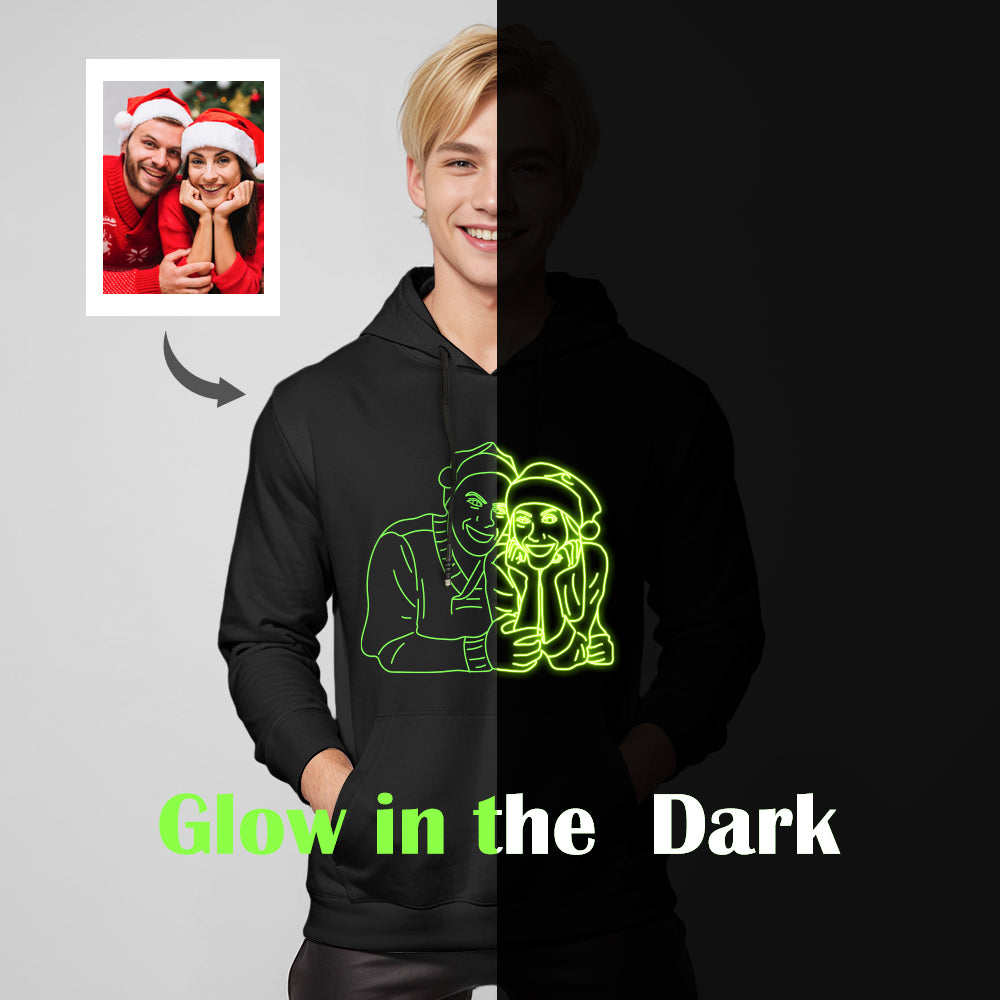 Foto Personalizada Que Brilla En La Oscuridad Sudadera Con Capucha Multicolor Luminosa Personalizada Sudadera Con Capucha Unisex Regalo Creativo - soufeeles