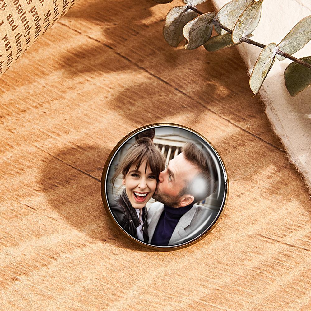 Foto Personalizada Pin De Solapa Vintage Círculo Broche Regalo Para Hombre - soufeeles