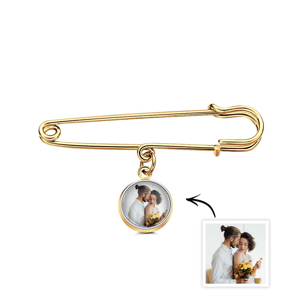 Pin De Solapa Con Foto Personalizada Con Colgante Circular, Broche Único, Regalo Para Hombre - soufeeles