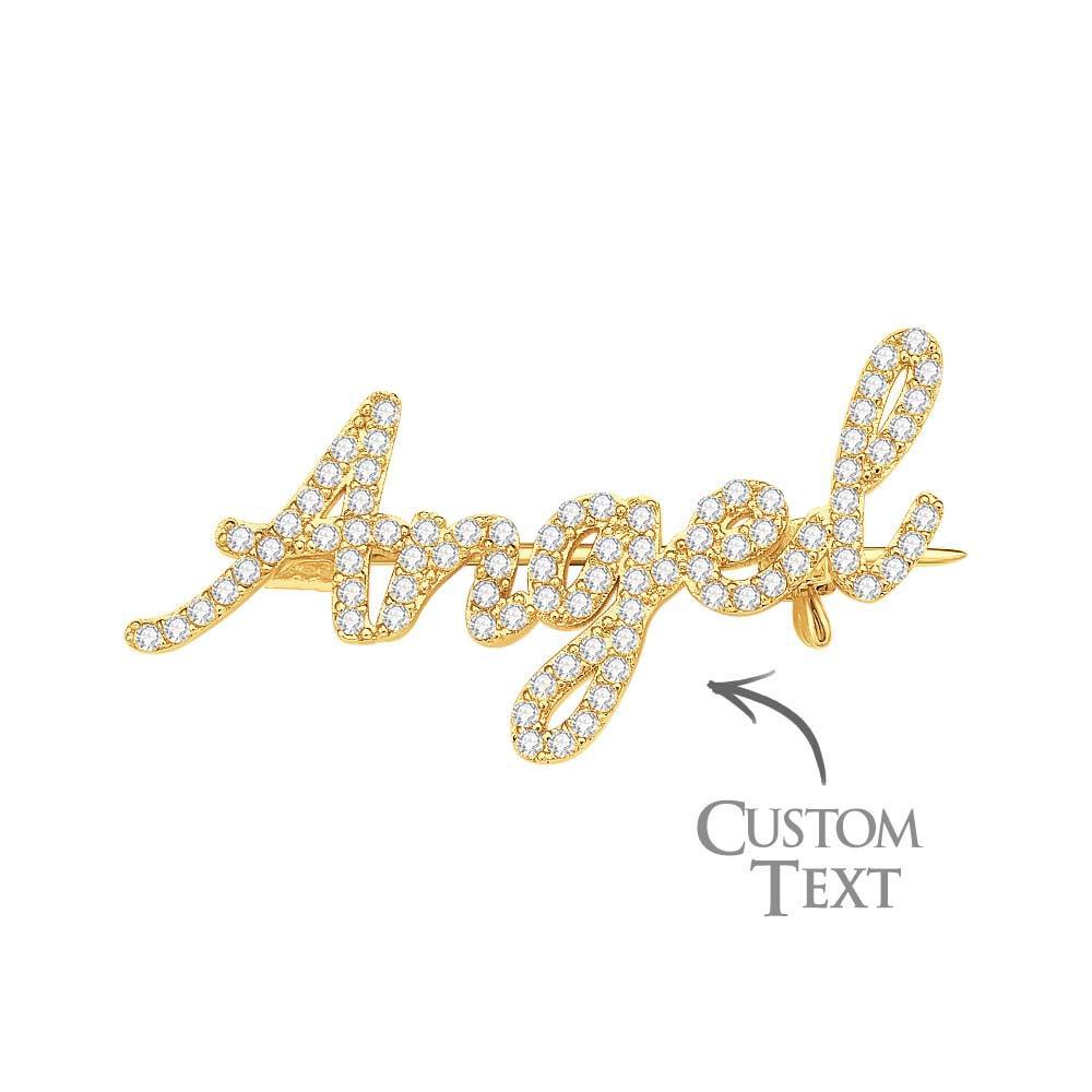 Broche Exquisito De Moda Con Pin De Solapa De Diamante Con Nombre Personalizado, Regalo Para Mujer - soufeeles