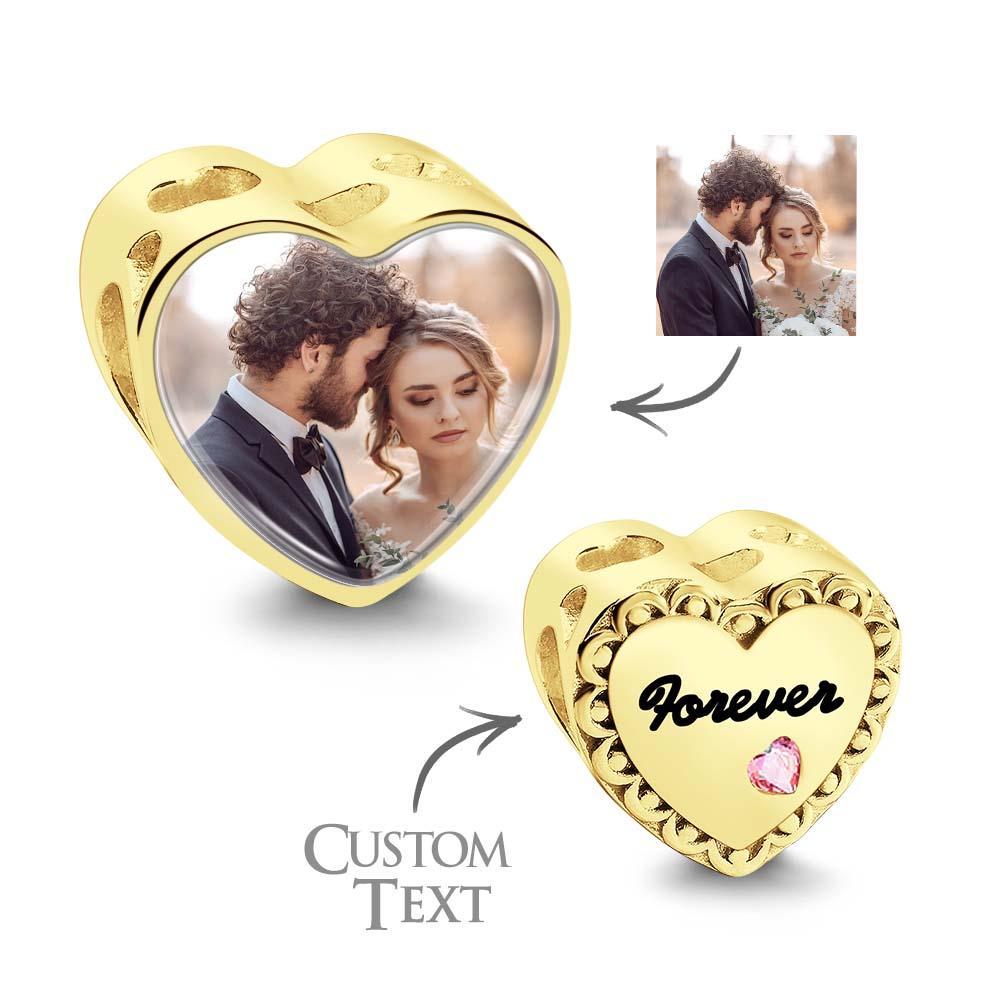 Encanto Personalizado De La Foto Del Corazón Con Los Regalos Rosados del Diamante Del Corazón Del Circón Para Ella - soufeeles