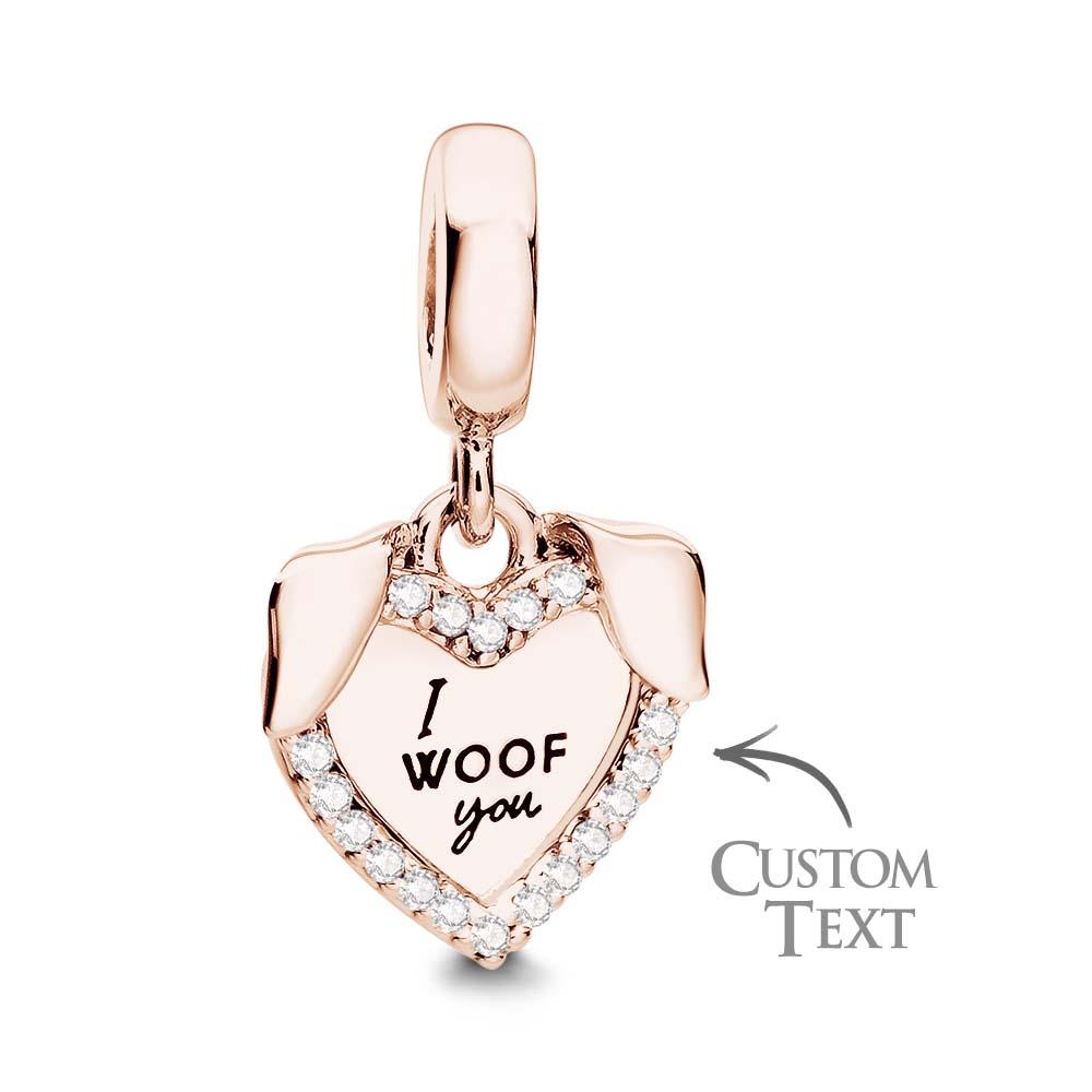 Charm Colgante Con Forma De Corazón Y Perro Grabado Para Ella - soufeeles