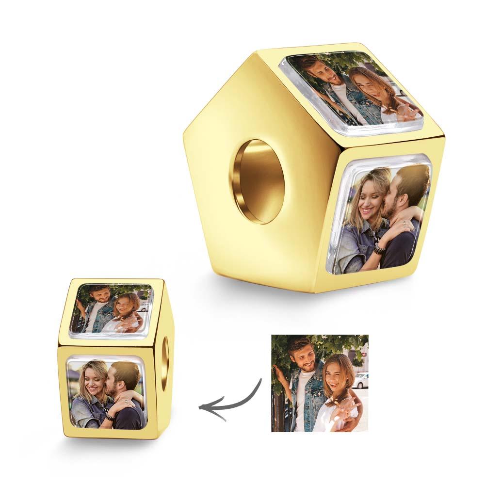 Abalorio Personalizado Con Foto De 5 Lados, Abalorio Con Foto Personalizada, Abalorio Con Imagen Personalizada Para Mujer - soufeeles