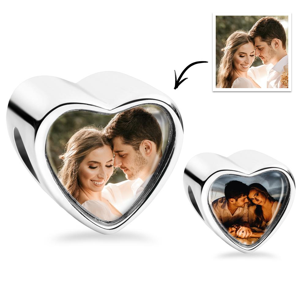 Charm Con Foto De Corazón De Amor Charm Con Foto Doble Personalizado - soufeeles