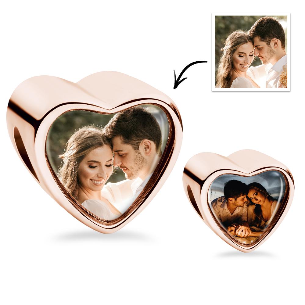 Charm Con Foto De Corazón De Amor Charm Con Foto Doble Personalizado - soufeeles