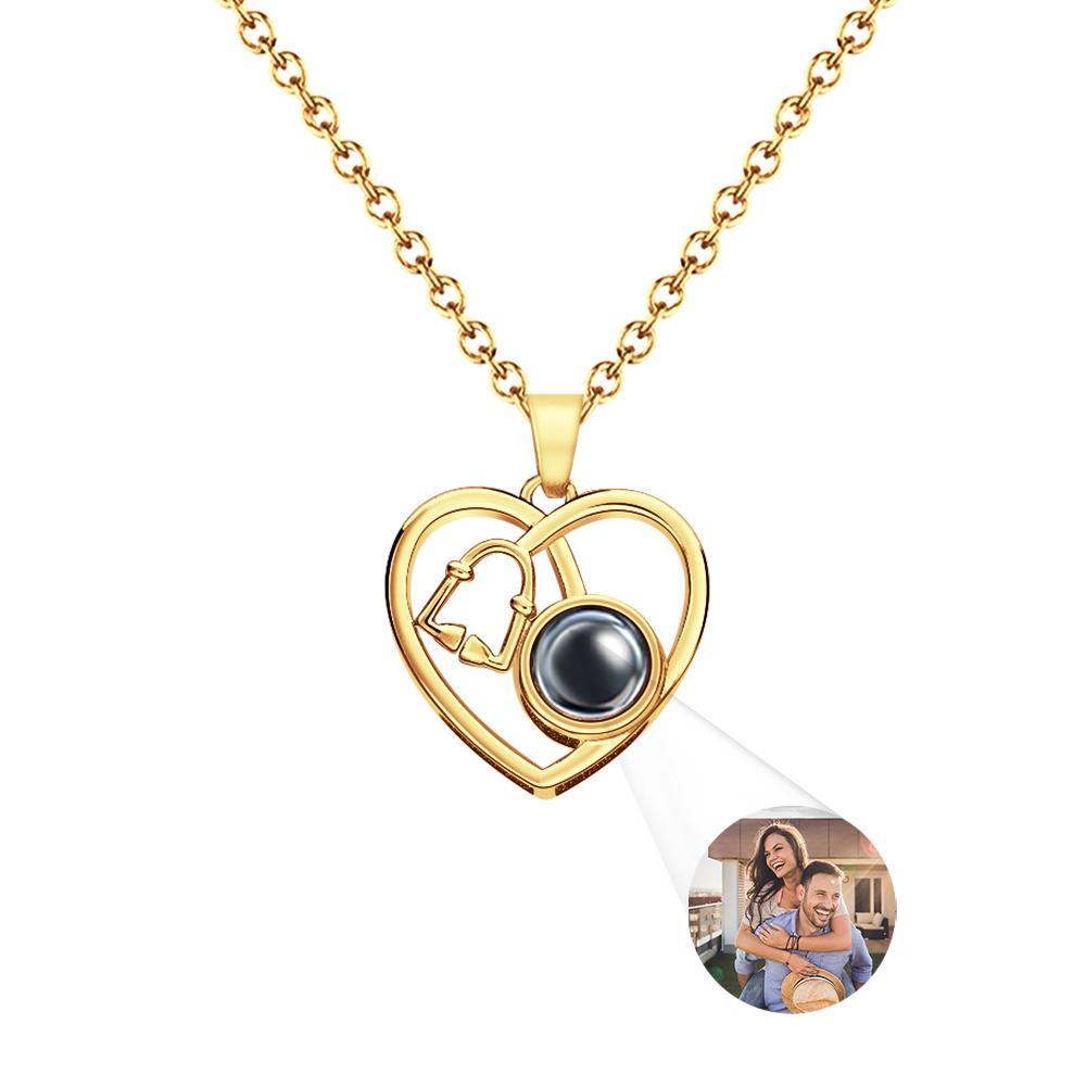 Collar De Proyección Personalizado, Regalo De Estetoscopio De Corazón De Amor Para Médico - soufeeles