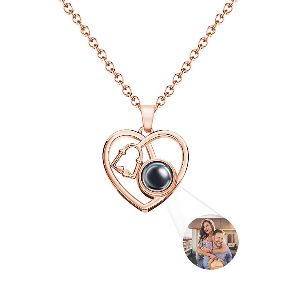 Collar De Proyección Personalizado, Regalo De Estetoscopio De Corazón De Amor Para Médico - soufeeles