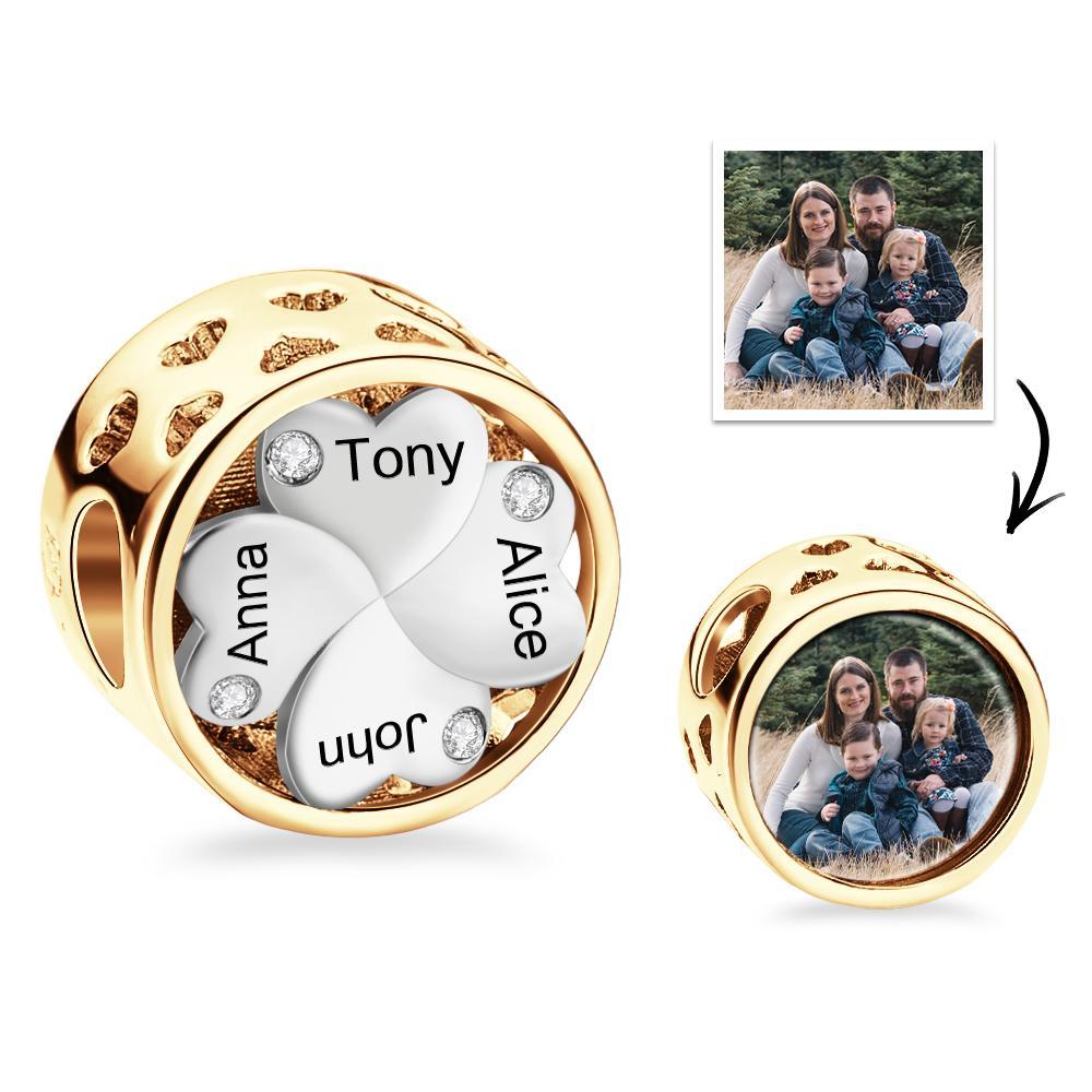 Amuleto Con Foto Grabada Personalizada, Trébol De La Suerte, Regalo De Amor Familiar - soufeeles