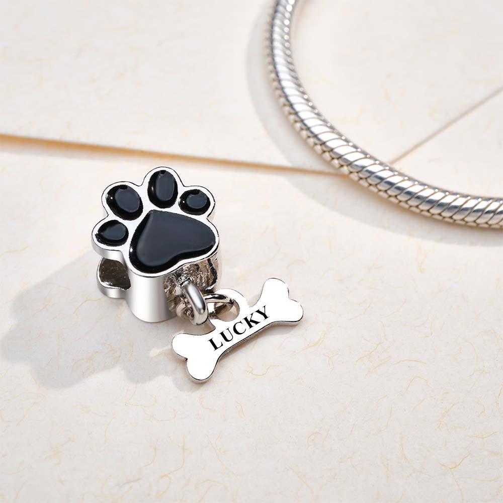 Encantador Colgante De Perro Mascota Grabado Con Forma De Pata Y Hueso, Joyería Para Amantes De Las Mascotas - soufeeles