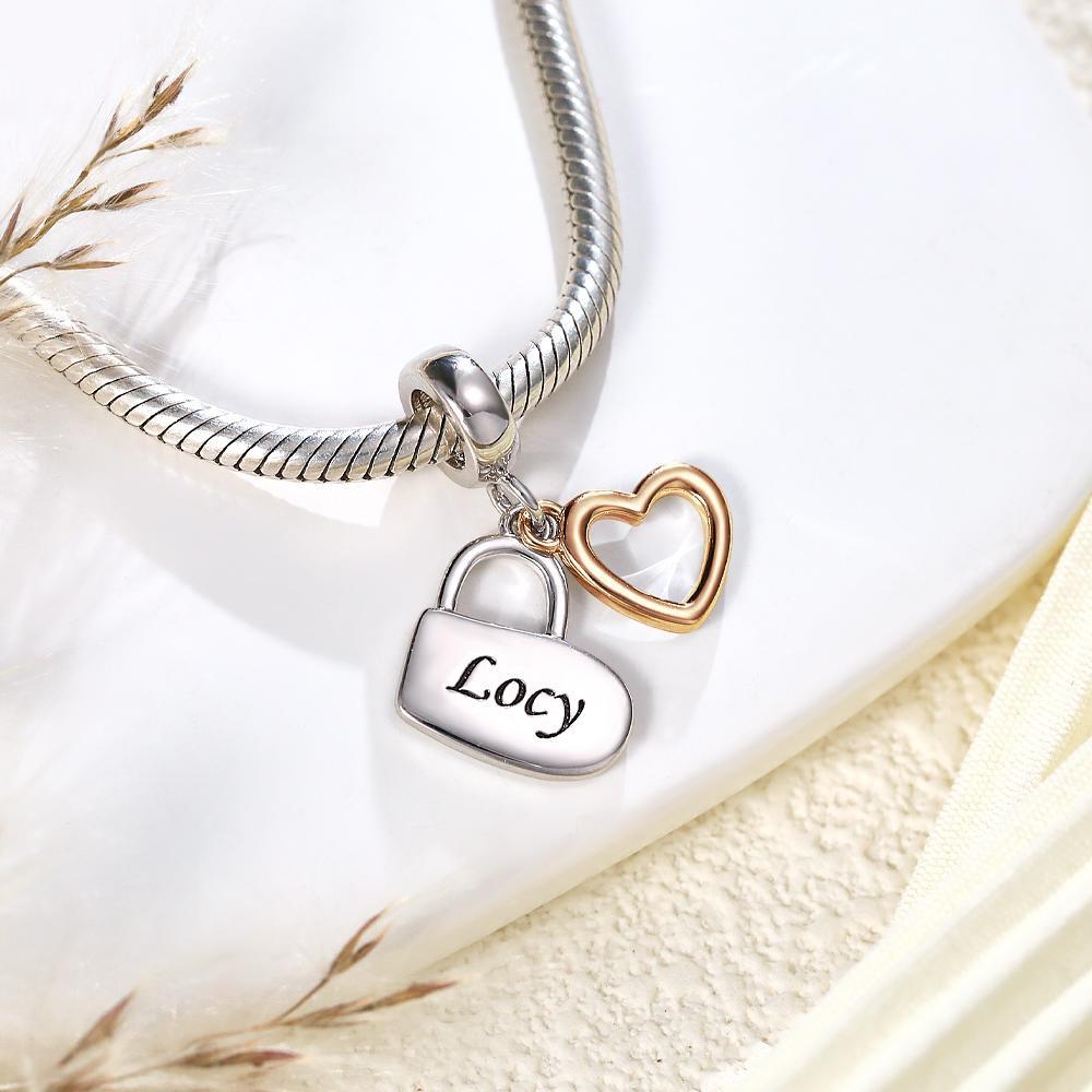 Regalo grabado personalizado de la pareja del colgante de la cerradura del amor del encanto