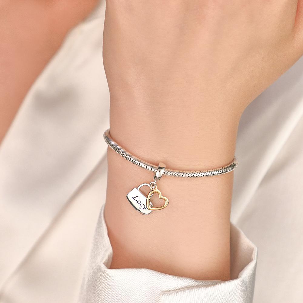 Regalo grabado personalizado de la pareja del colgante de la cerradura del amor del encanto