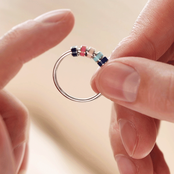 Fidget Ring Spinner Anti-ansiedad Anillo De Plata Macaron Esmalte Joyería Regalos Para Ella - soufeeles