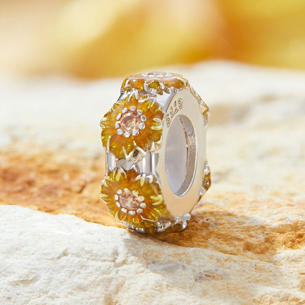 Ciondolo distanziale con tappo girasole in argento sterling 925 dp106