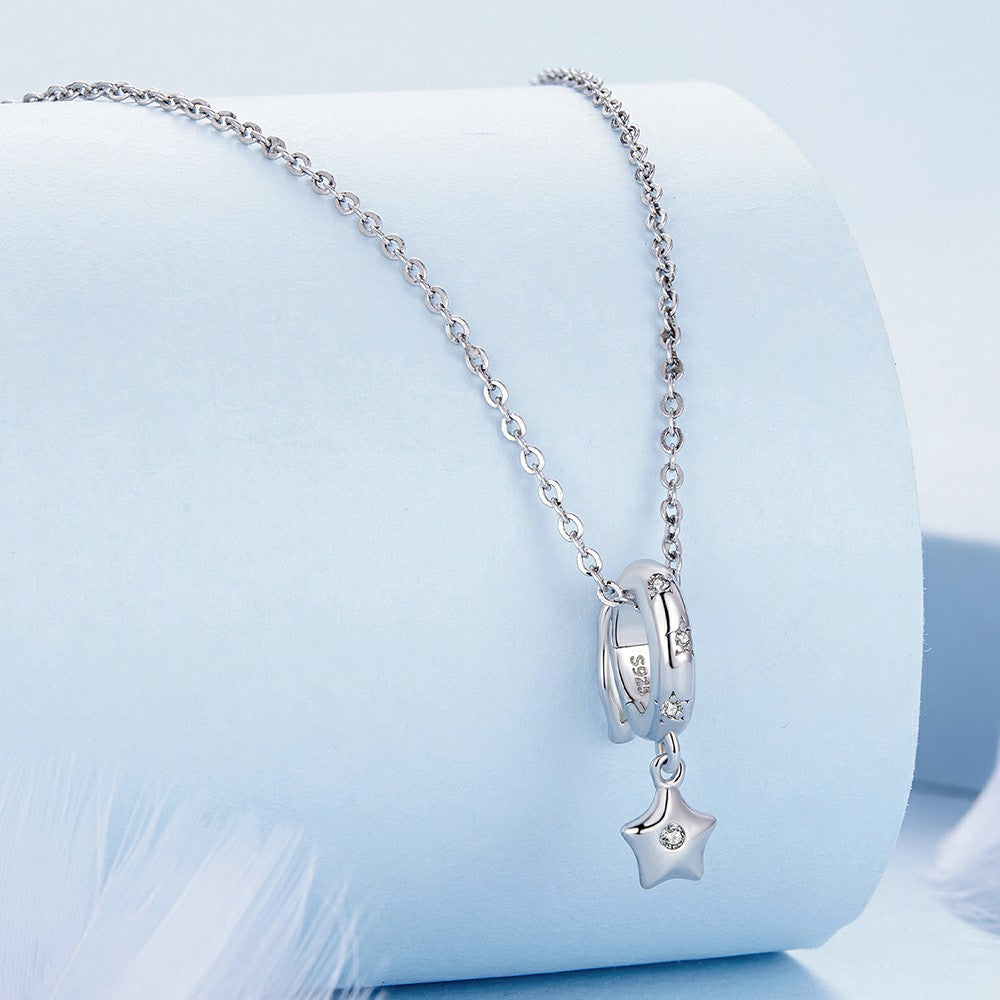 Ciondolo distanziatore con stelle scintillanti in argento sterling 925 dp120