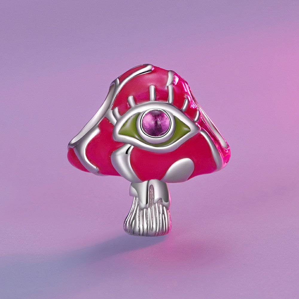 glow in the dark enchanted mushrooms enamel charm 925 sterling silver dy1345